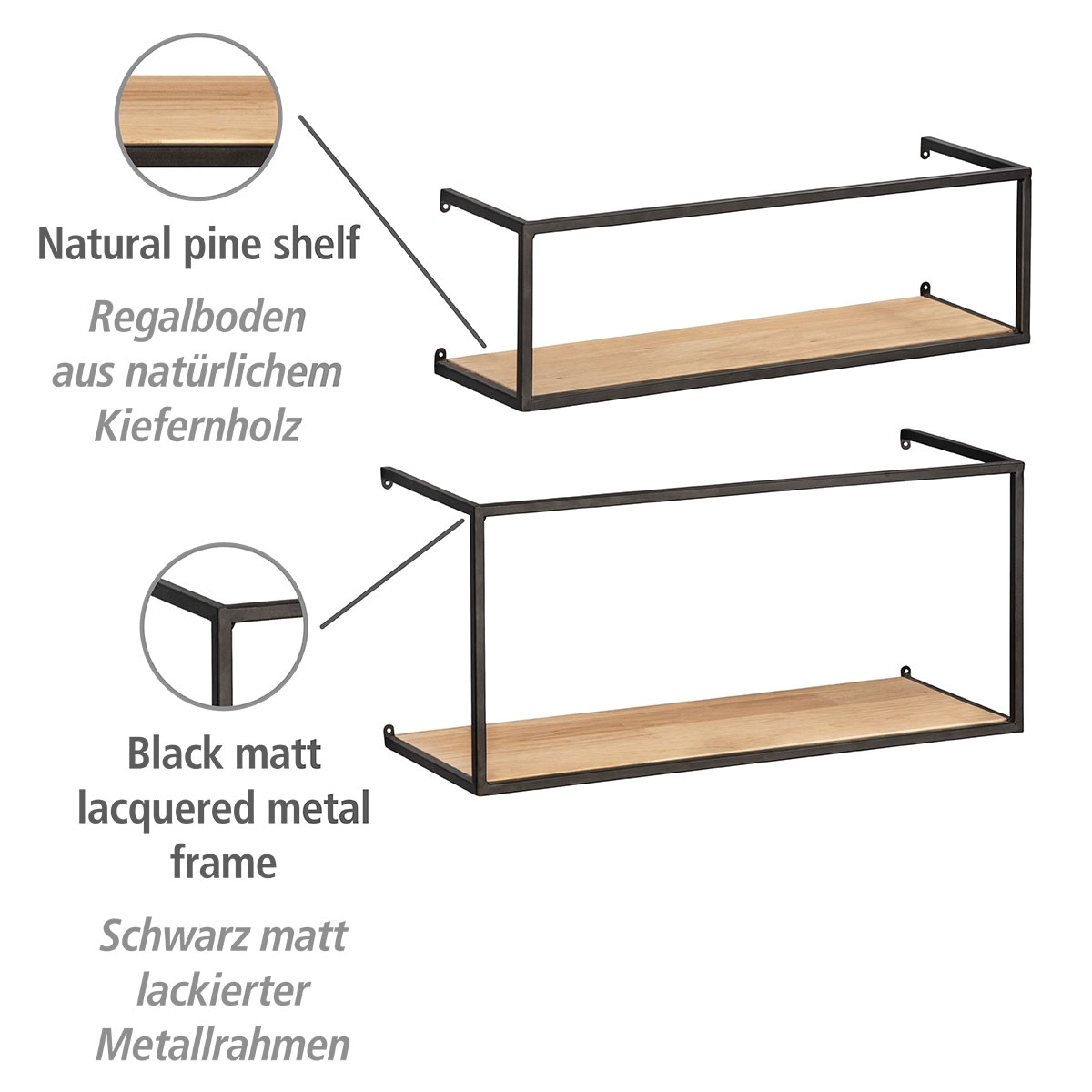 Wenko  Wandregal Geo 2er Set 2 Wandregale in verschiedenen Größen Bild 2