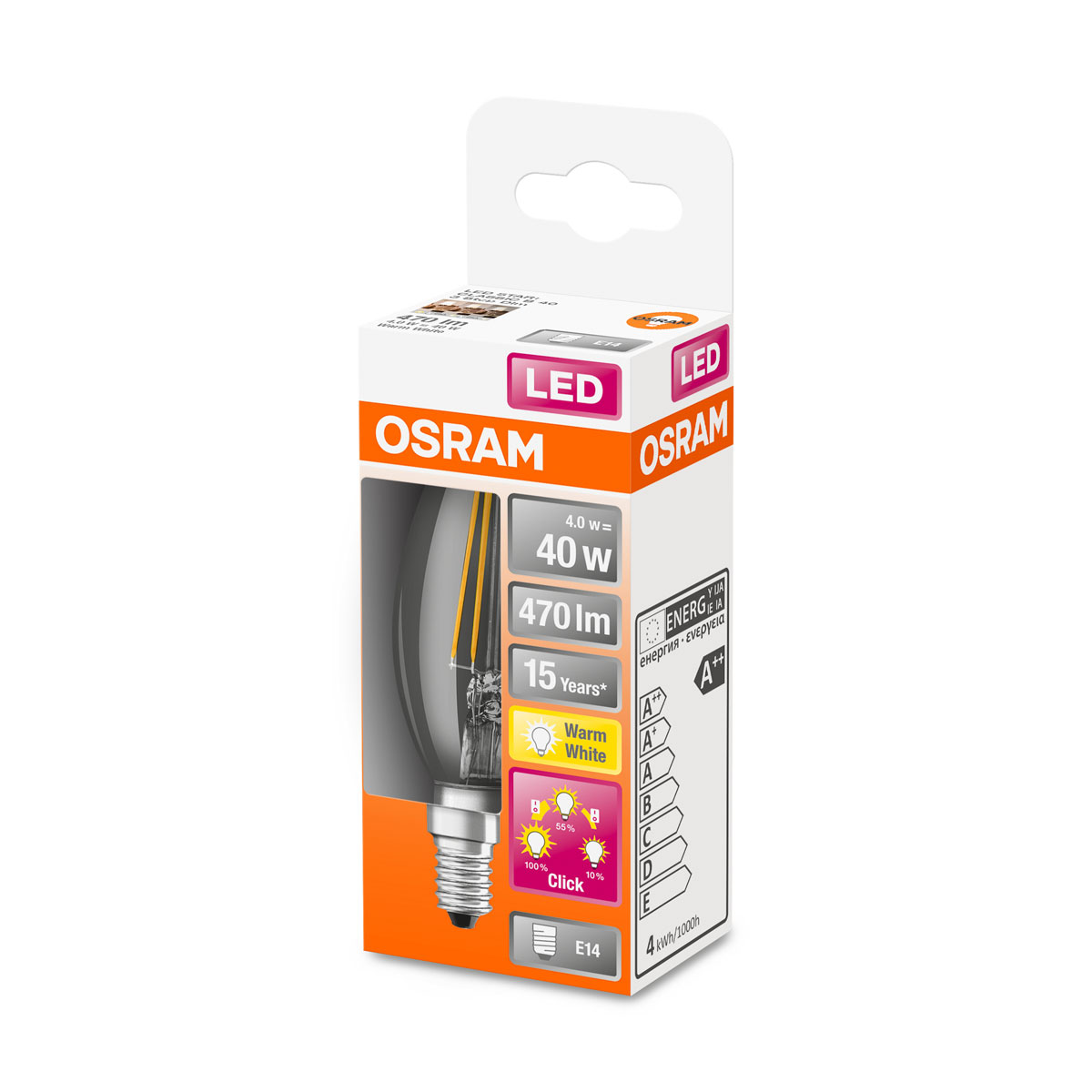 Osram LED-Leuchtmittel E14 warmweiß 40W dimmbar Klicksystem Bild 2