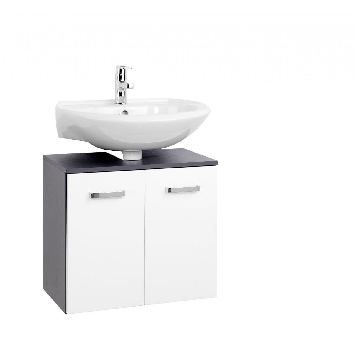 HELD Unterbeckenschrank 60 Graphitgrau-Weiß Hochglanz  Bild 1