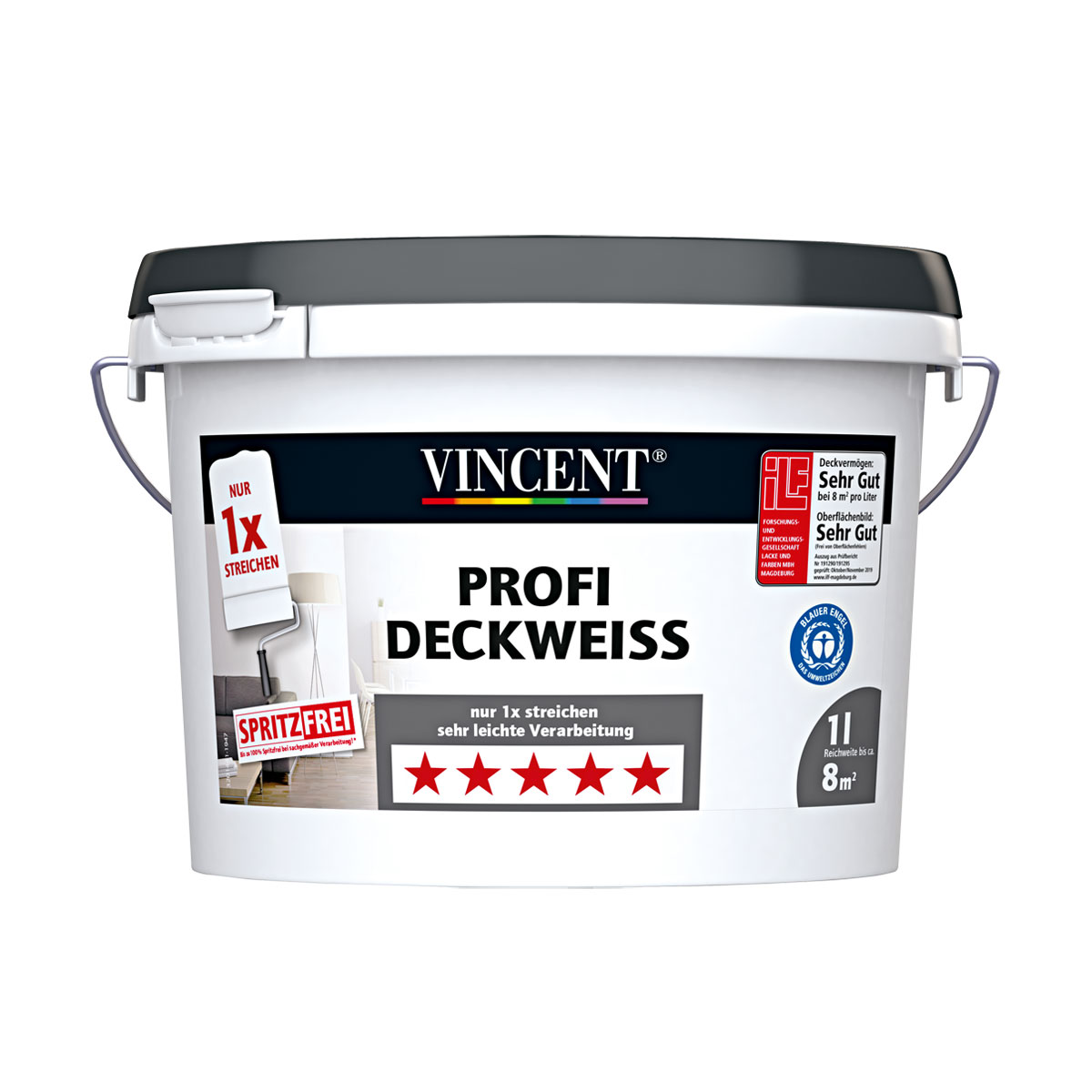 Vincent Innenfarbe Profi Deckweiß 1 L