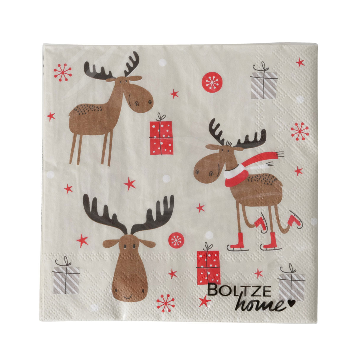 Servietten Joey 20teilig sortiert Quadrat17 x 17 x 3 cm beige braun rot weiss Bild 2