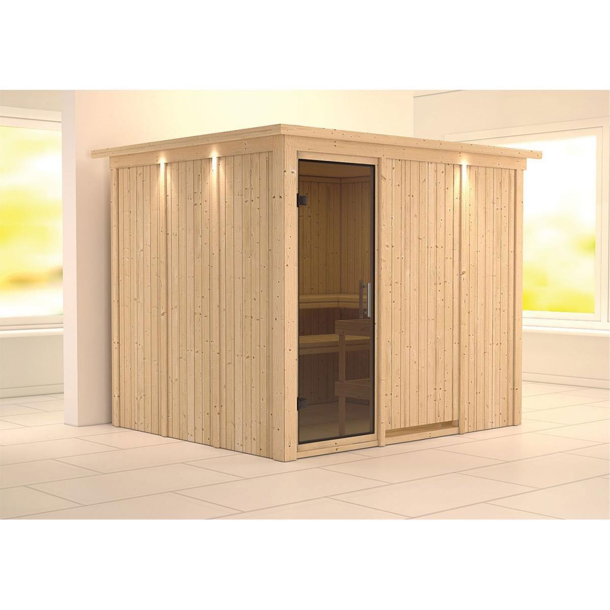 Karibu Gobin Fronteinstieg ohne Ofen mit Kranz graphitfarbene Tür Bild 1