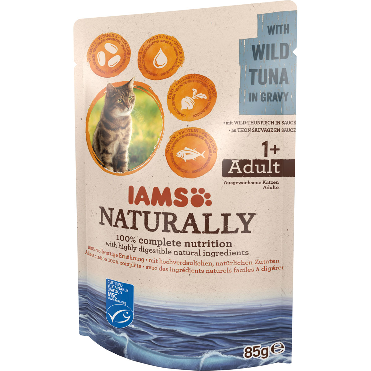 IAMS Nassfutter Naturally Katze Erwachsen Thunfisch 85 g