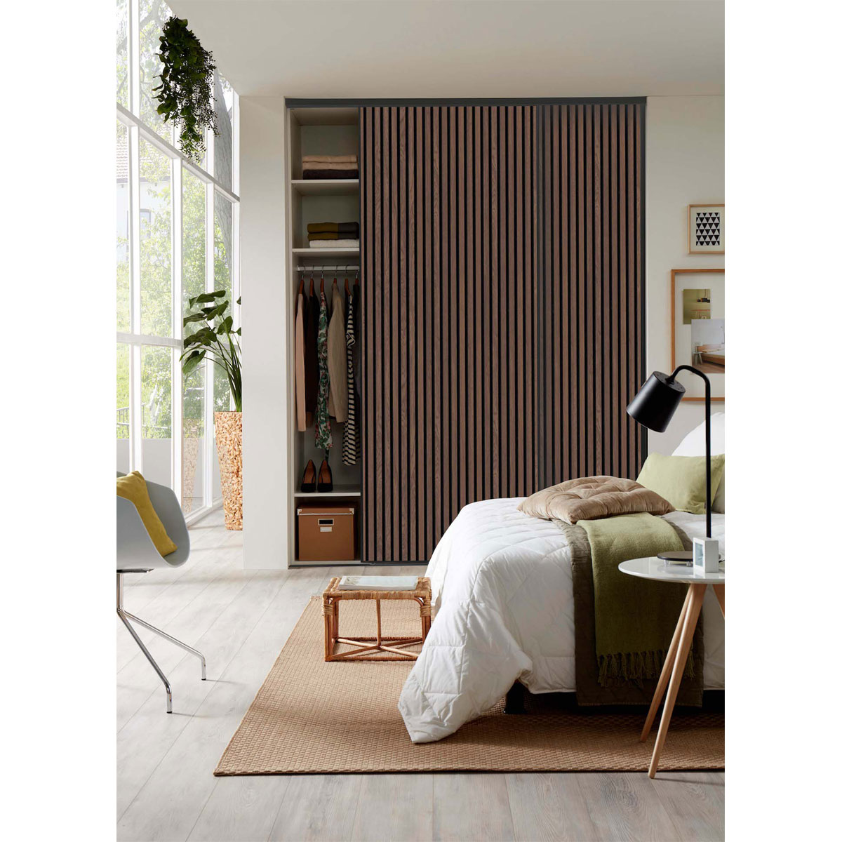 Hibitaro  Lamellen-Schiebeitür mit Akustikeffekt als Schrank- / Nischentür Bild 2