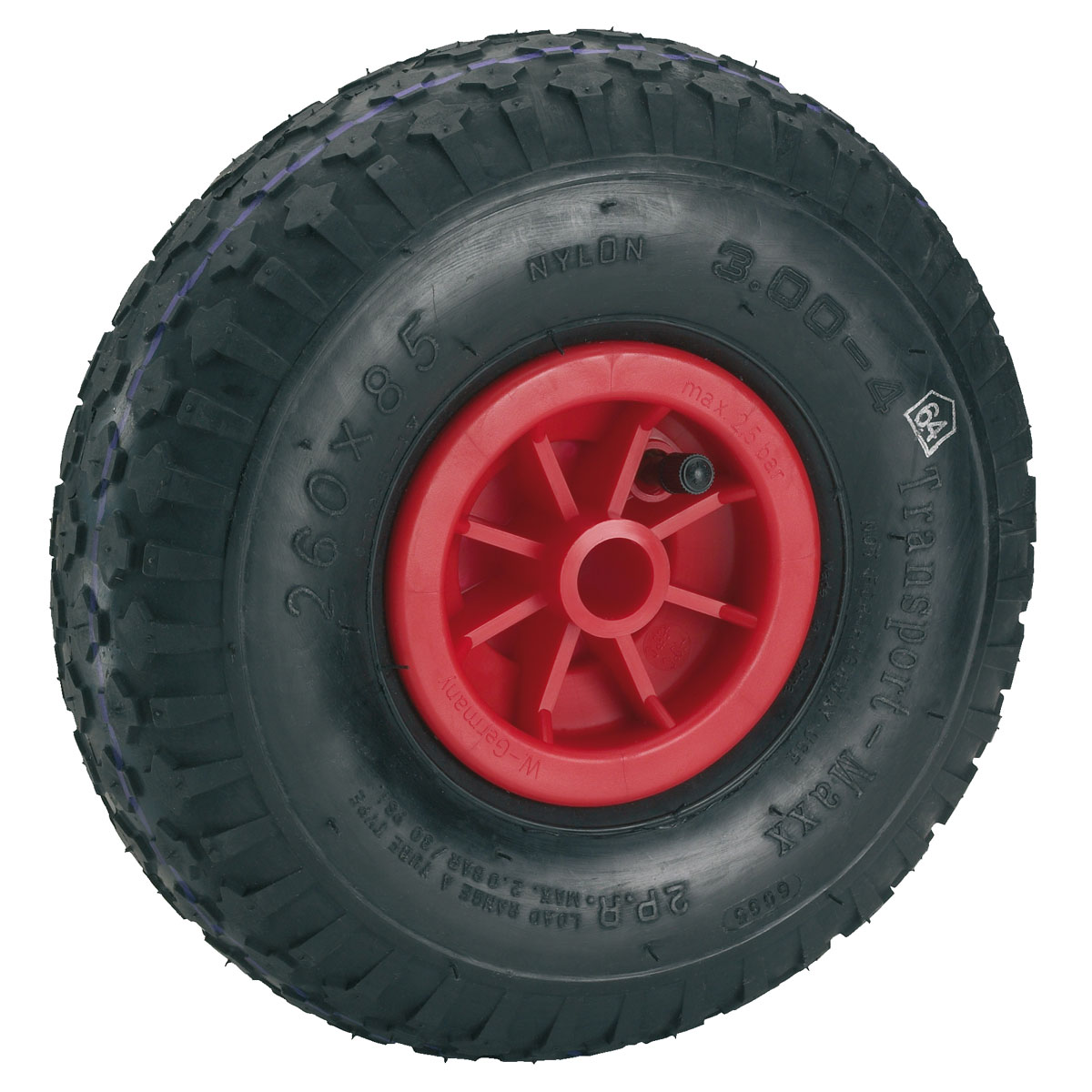 Dörner + Helmer Ersatz-Luftrad mit Kunststofffelge und Rillenprofil 260 x 85 mm