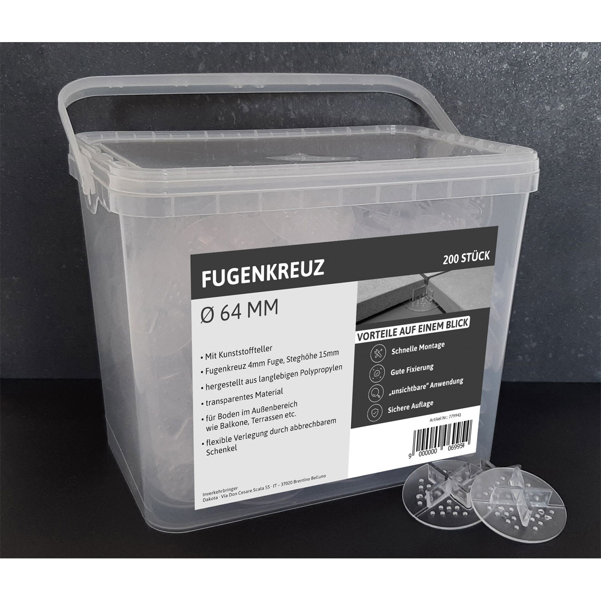 Fugenkreuz 15 x 4 mm mit kunststoffteller 64 mm Bild 3