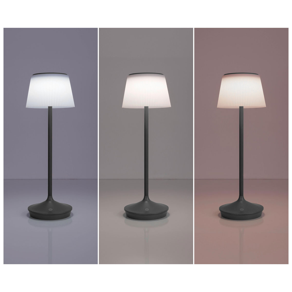 näve Solar-Tischleuchte Emmi grau mit Akku 13x13x38cm dimmbar Bild 4