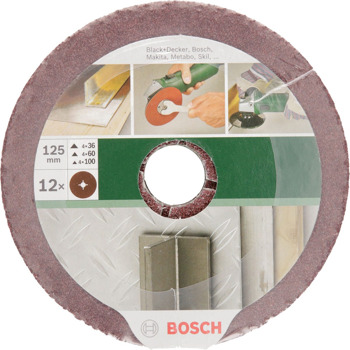 Bosch Professional Fiberschleifscheiben 125 mm 4 x G36/ 60/ 100 Metall gespannt12 Stück Bild 1