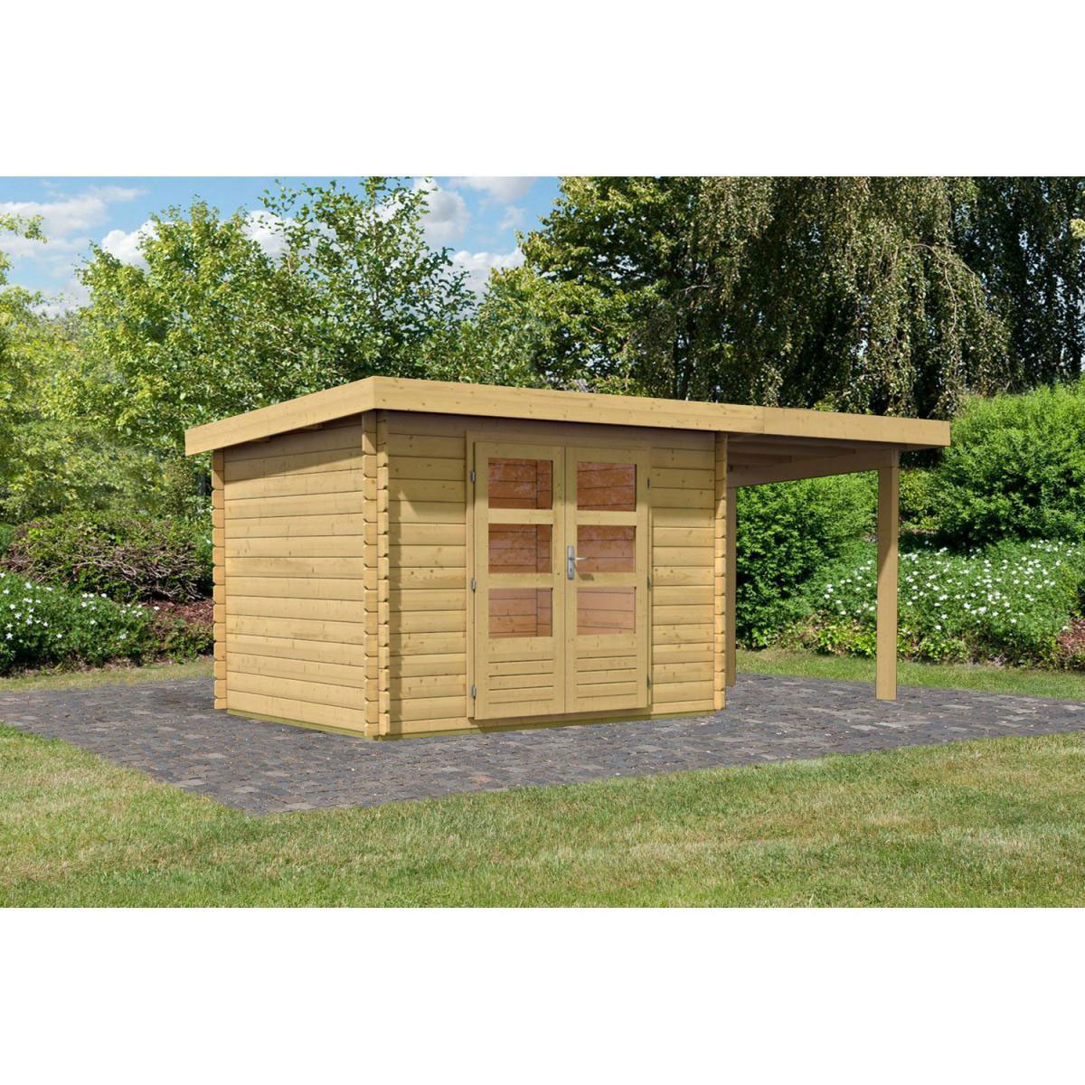 Karibu Gartenhaus Bastrup mit Schleppdach 200 cm naturbelassen 200 x 202 x 202 cm Bild 1