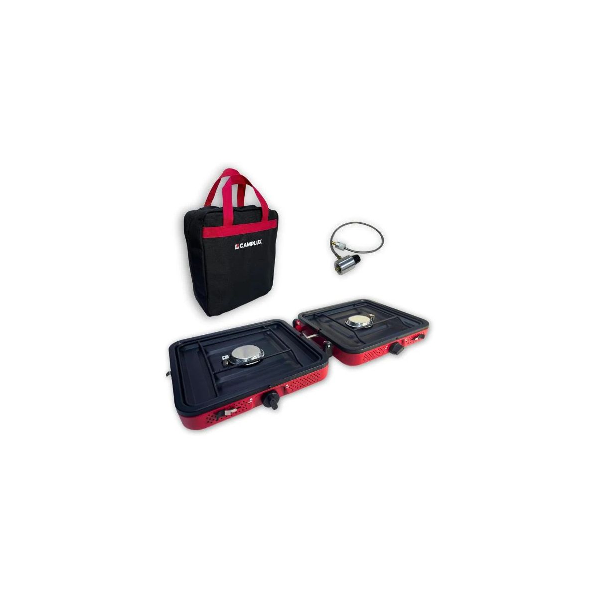 Camplux FoldGo Campingkocher mit 2 Brennern, tragbarer Gaskocher, kompatibel mit Standard-Gaskartuschen