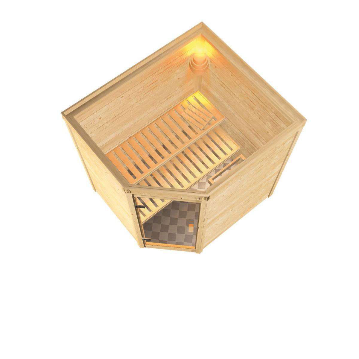 Karibu Systemsauna Mia Eckeinstieg ohne Kranz ohne Ofen Bild 4