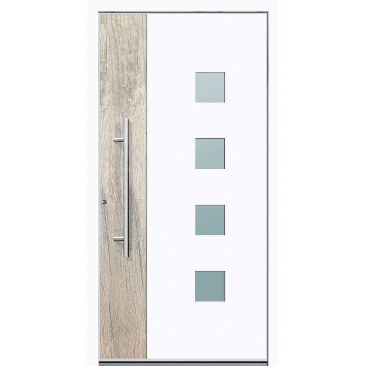 Aluminium Sicherheits-Haustür Messina Superior 60 mm weiß 110 x 210 cm Anschlag links inkl Griffset