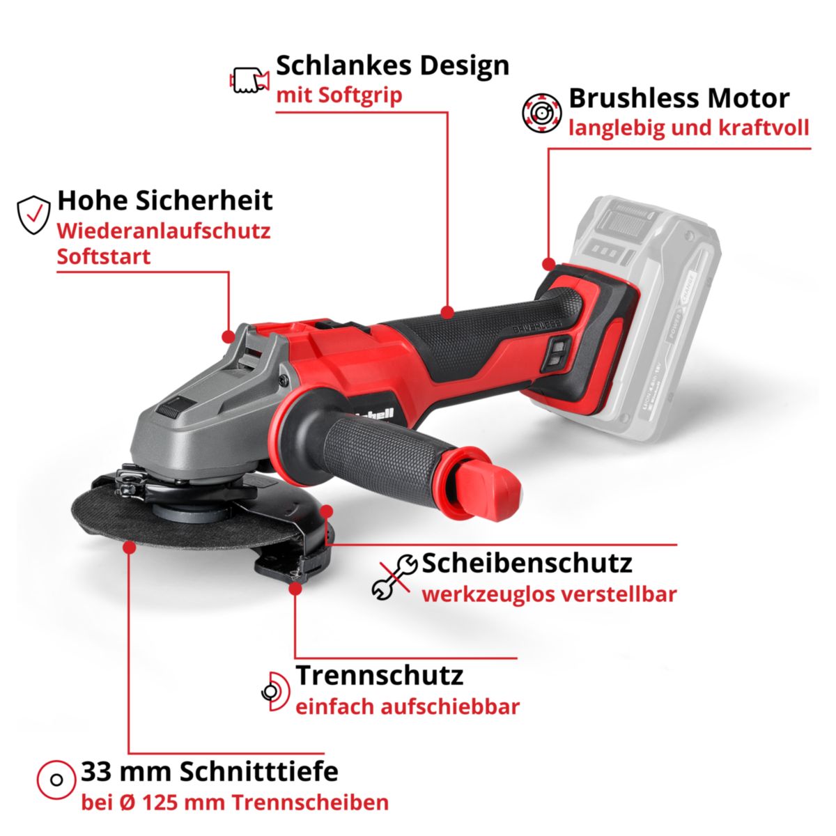 Einhell Akku-Winkelschleifer AXXIO 18/125 Bild 2