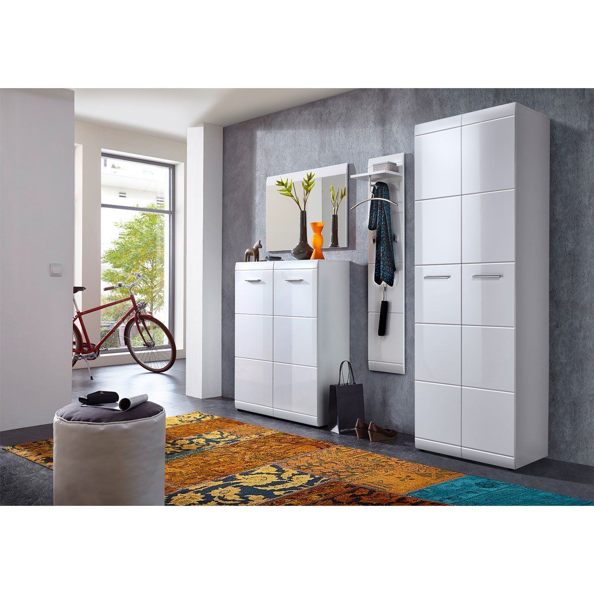 Garderobenpaneel Adison Front in Hochglanz mit Rillenfräsung 30 x 152 x 23 cm weiß Bild 3