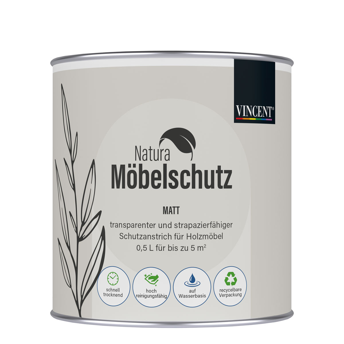 Vincent  Natura Möbelschutz farblos matt 0,5 L