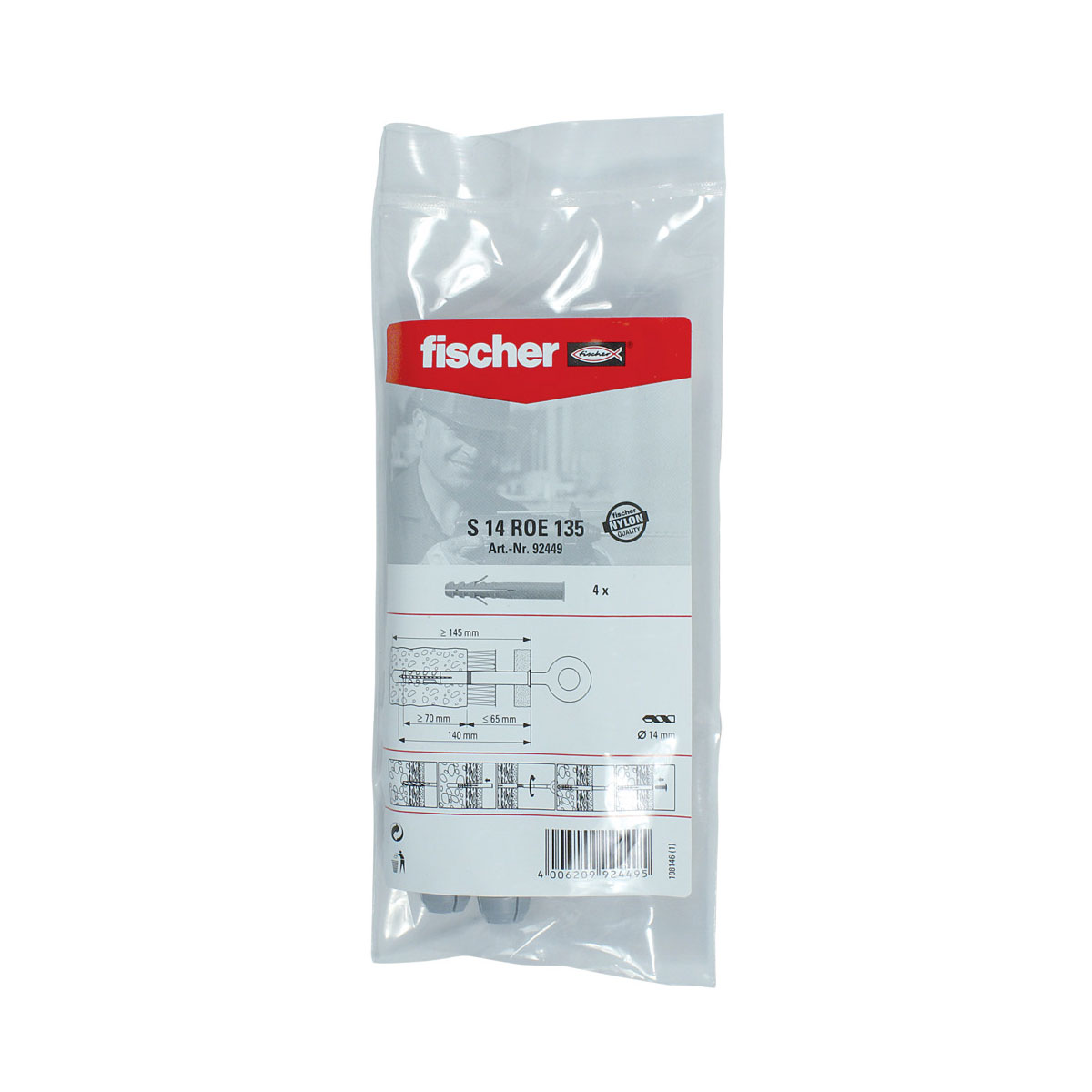 Fischer  Dübel S 14 ROE 135 mm im Beutel 4 Stück