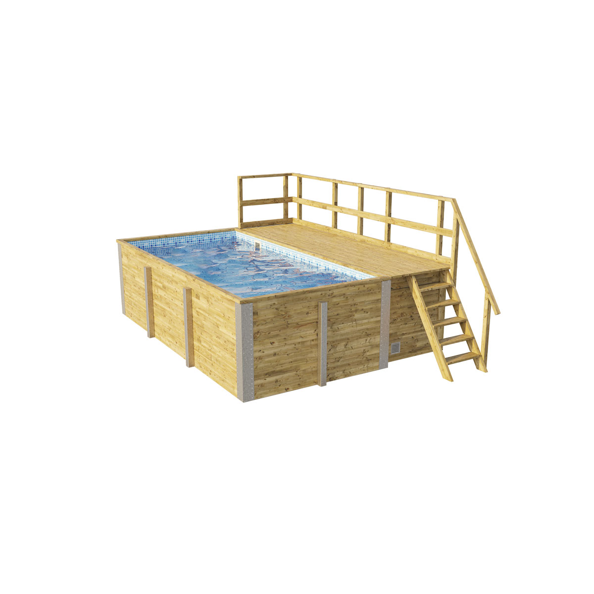 Weka Pool Rechteckig Größe 1 b 308,5 x 401,5 cm inkl Technikraum/Sonnendeck und FilteranlageFolie blau/weiss mosaik 0,8 mm Bild 3