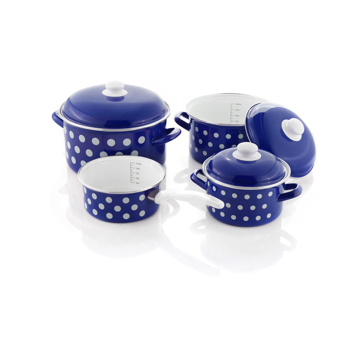 GSW Kochtopf-Set Pünktchen 7-tlg. blau/weiß