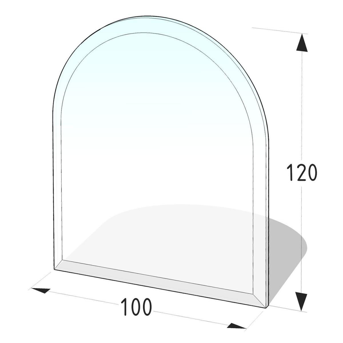 Glasbodenplatte 100x120 cm8 mm, mit Rundbogen, Klarglas