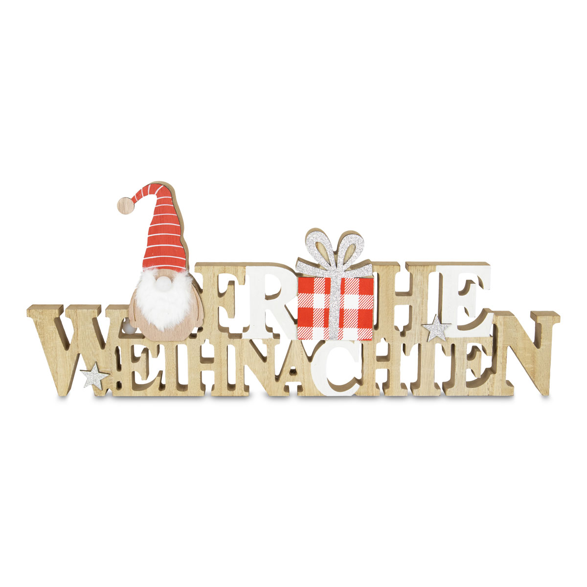 Schriftzug Frohe Weihnachten zum Stellen LED Batterie inklusive Holz 50 x 2,5 x 20,5 cm Bild 1