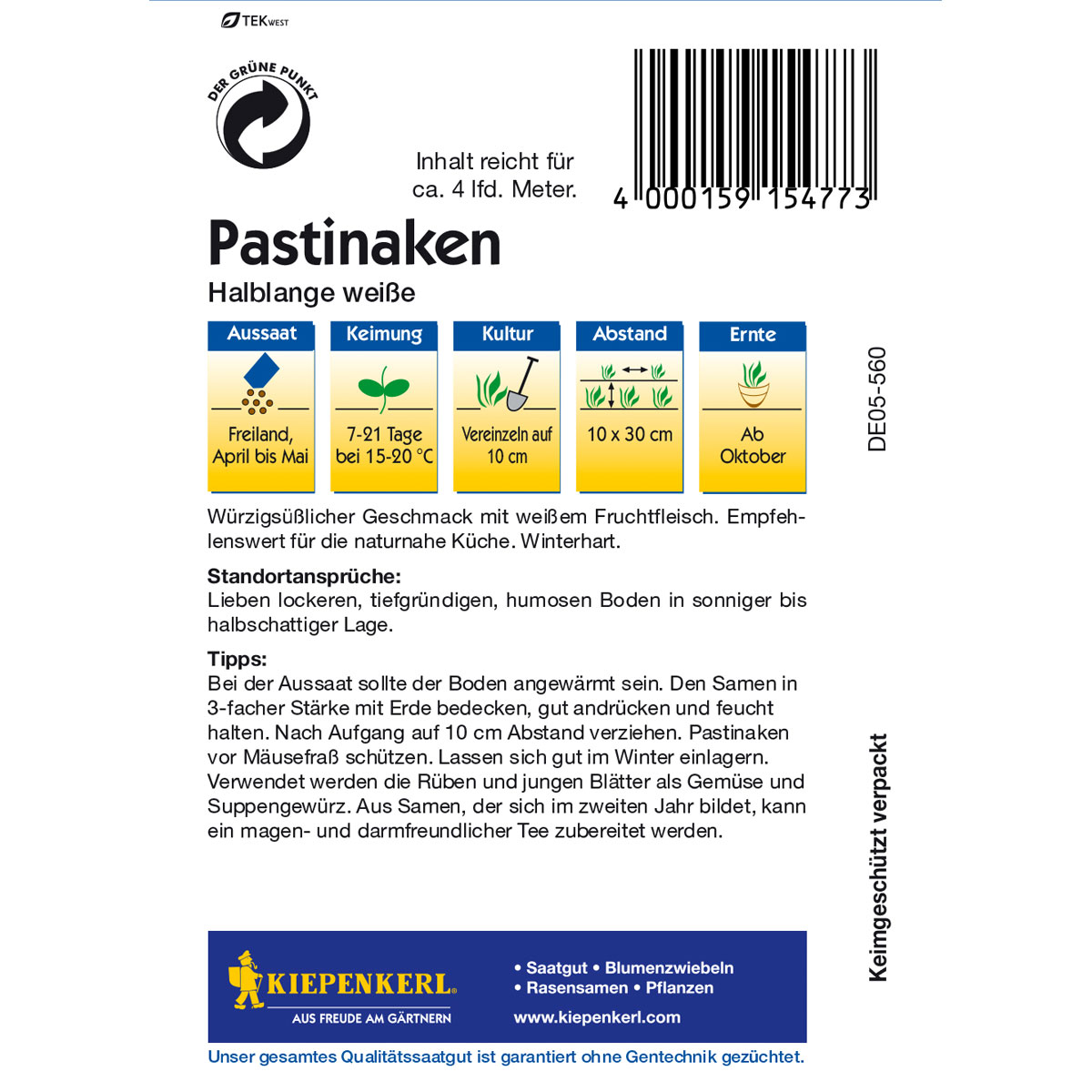 Kiepenkerl Pastinaken Halblange weiße Bild 2