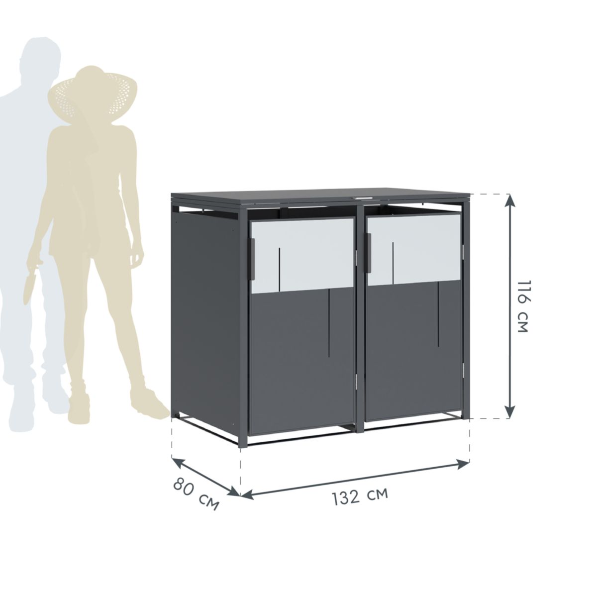 Westmann Mülltonnenbox Tonus 2 2 x 240L Anthrazit|80x132x116 cm Bild 10