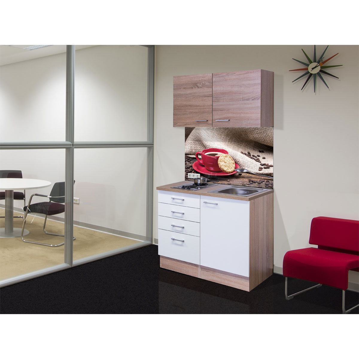 Flex-Well Miniküche „SAMOA 501-000“, 100x60 cm, weiß-sonoma eiche Bild 2