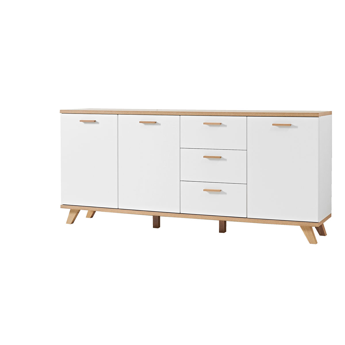 Sideboard Helsinki skandinavisches Design 196 x 85 x 40 cm weiß/Sanremo-Eiche-Nachbildung Bild 1
