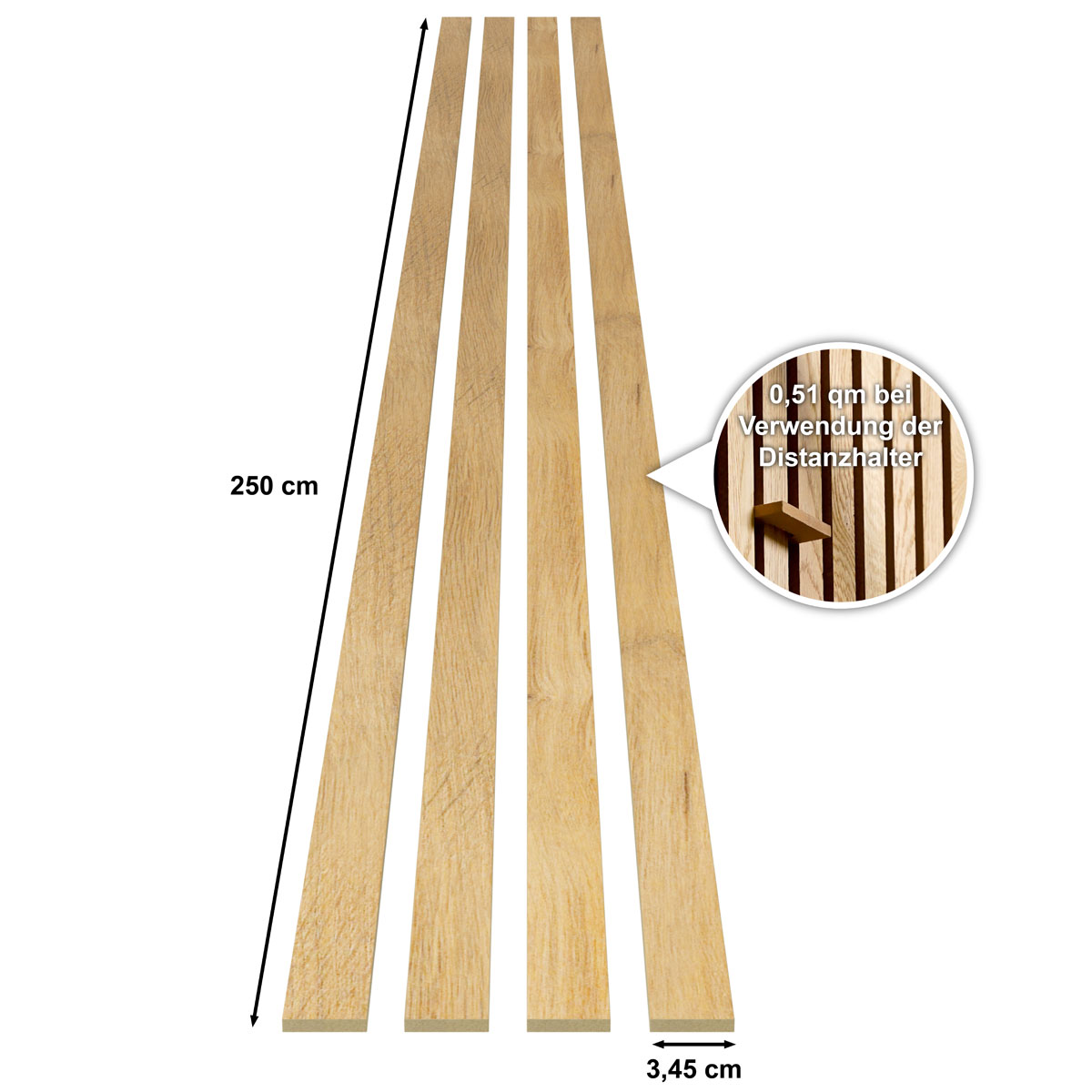 Specht Classic Stix, Eiche hellbraun, 250x3,45 cm