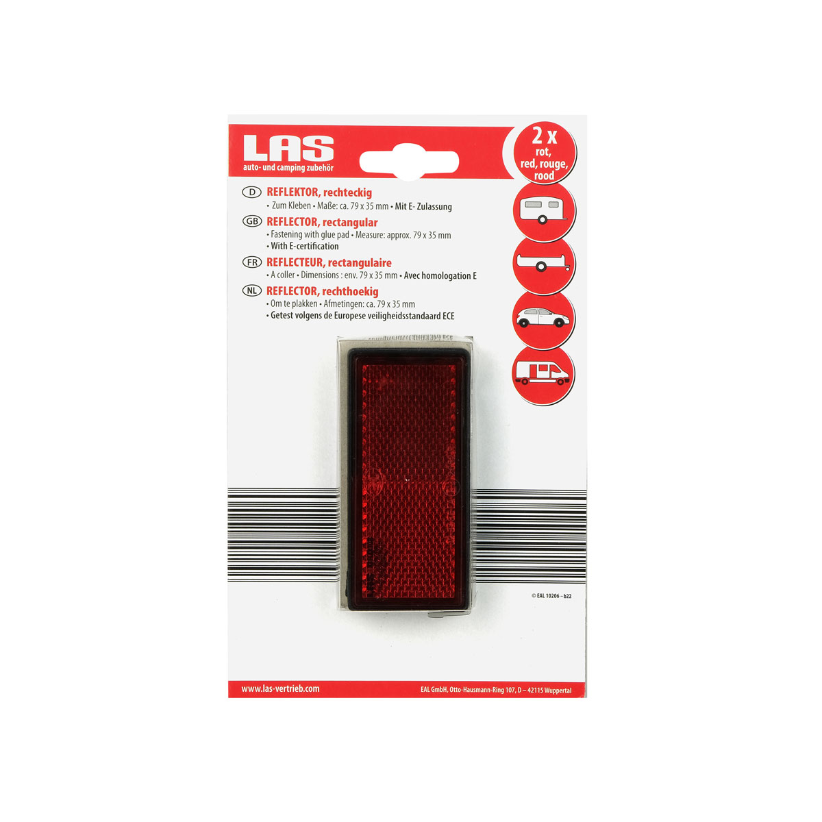 LAS 10206 Reflektor rot viereckig 2 Stk. Bild 3
