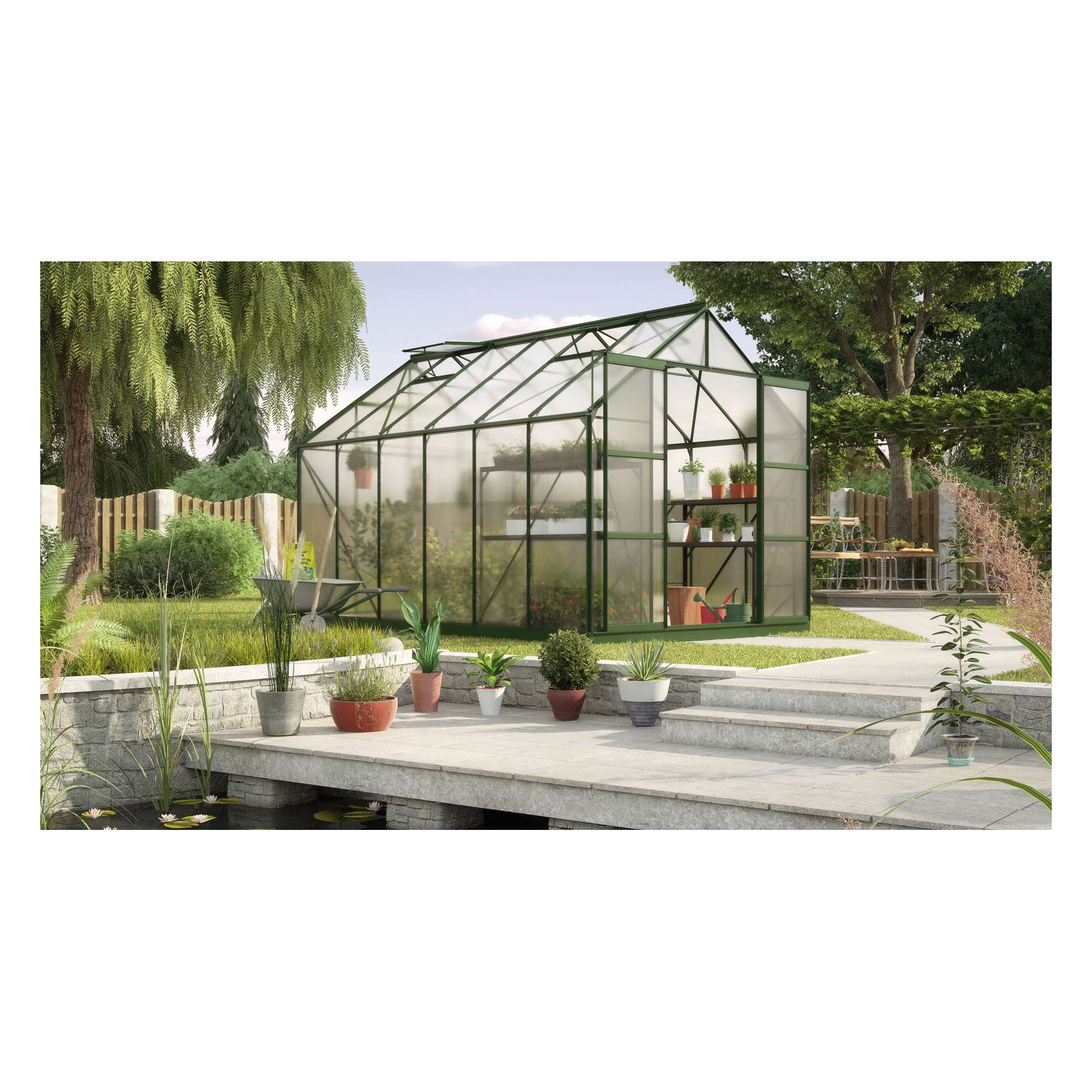 Vitavia Gewächshaus Uranus 9900 9,9m² 4 mm Hohlkammerplatten grün