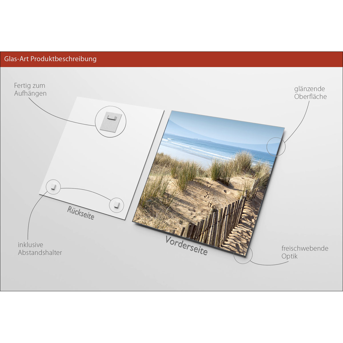 Glas-Art Ostsee 20 x 20 Glasbild Bild 3