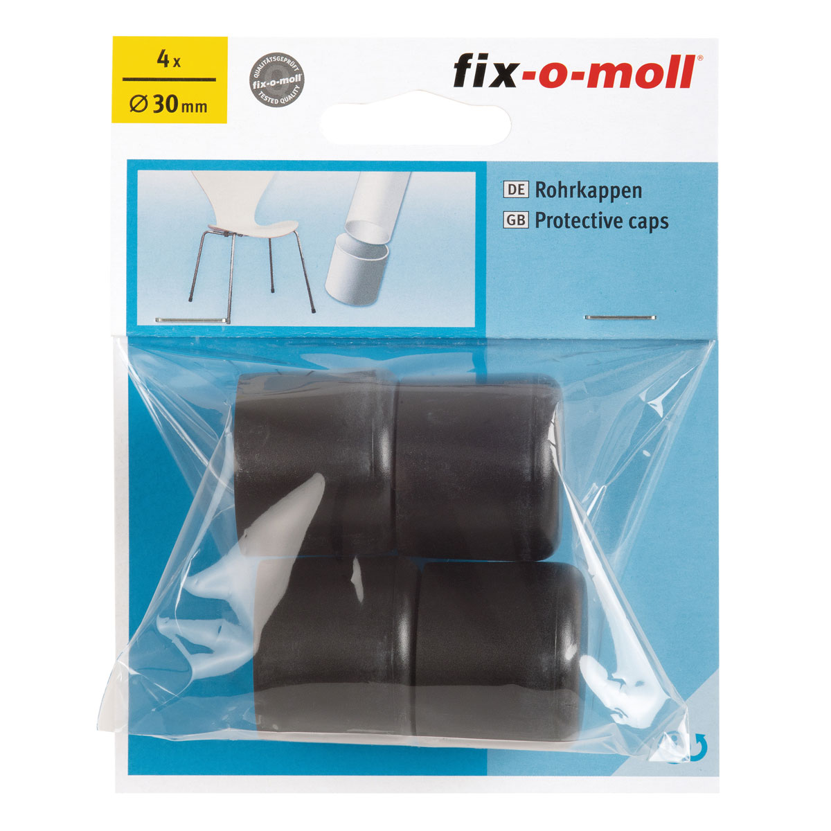 Suki Rohrkappen Durchmesser 3 cm schwarz 4 Stück Bild 2