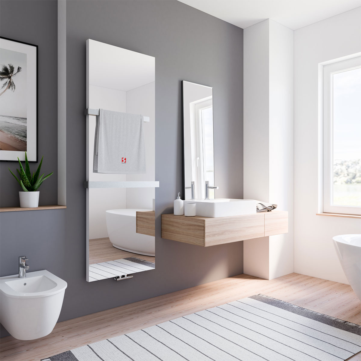 Schulte ExpressPlus DHK New York mit Spiegel alpinweiss 1806 x 608 x 80 mm 931 Watt Bild 2