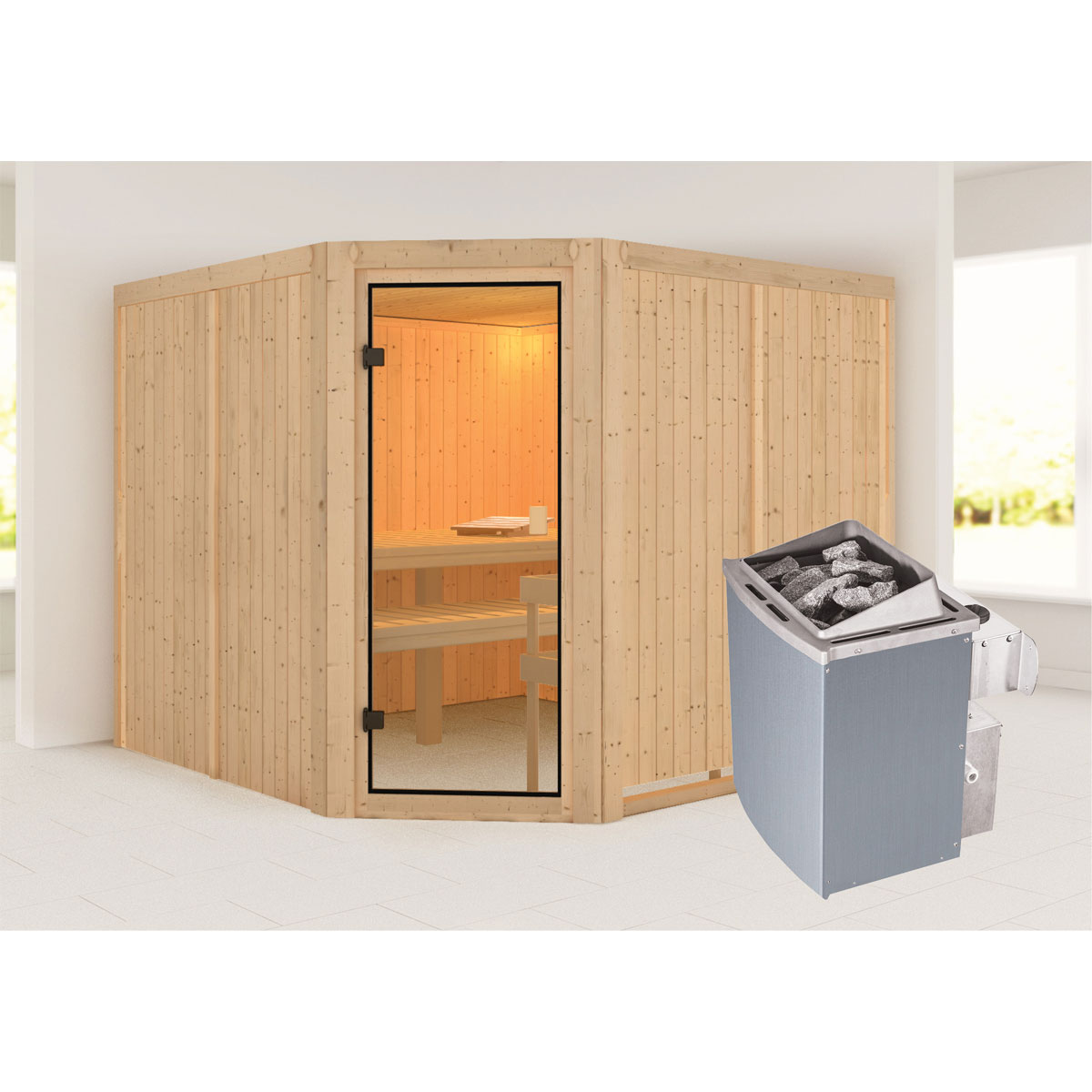 Karibu Sauna Ystad naturbelassen integrierte Steuerung Bild 1