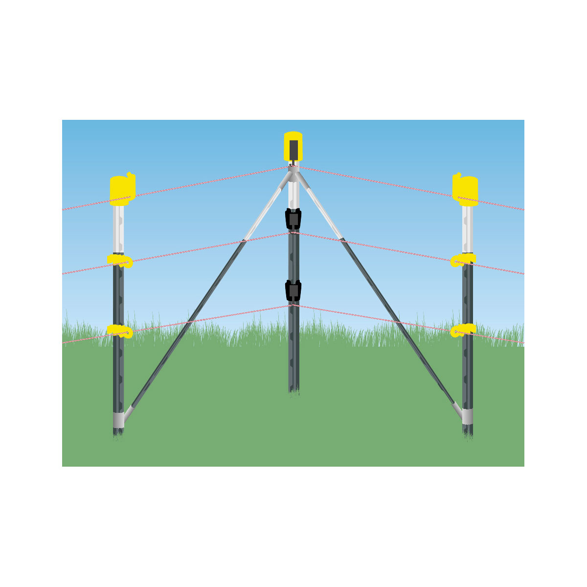 Ecklösungsset T-Post silber-schwarz 5-teilig
