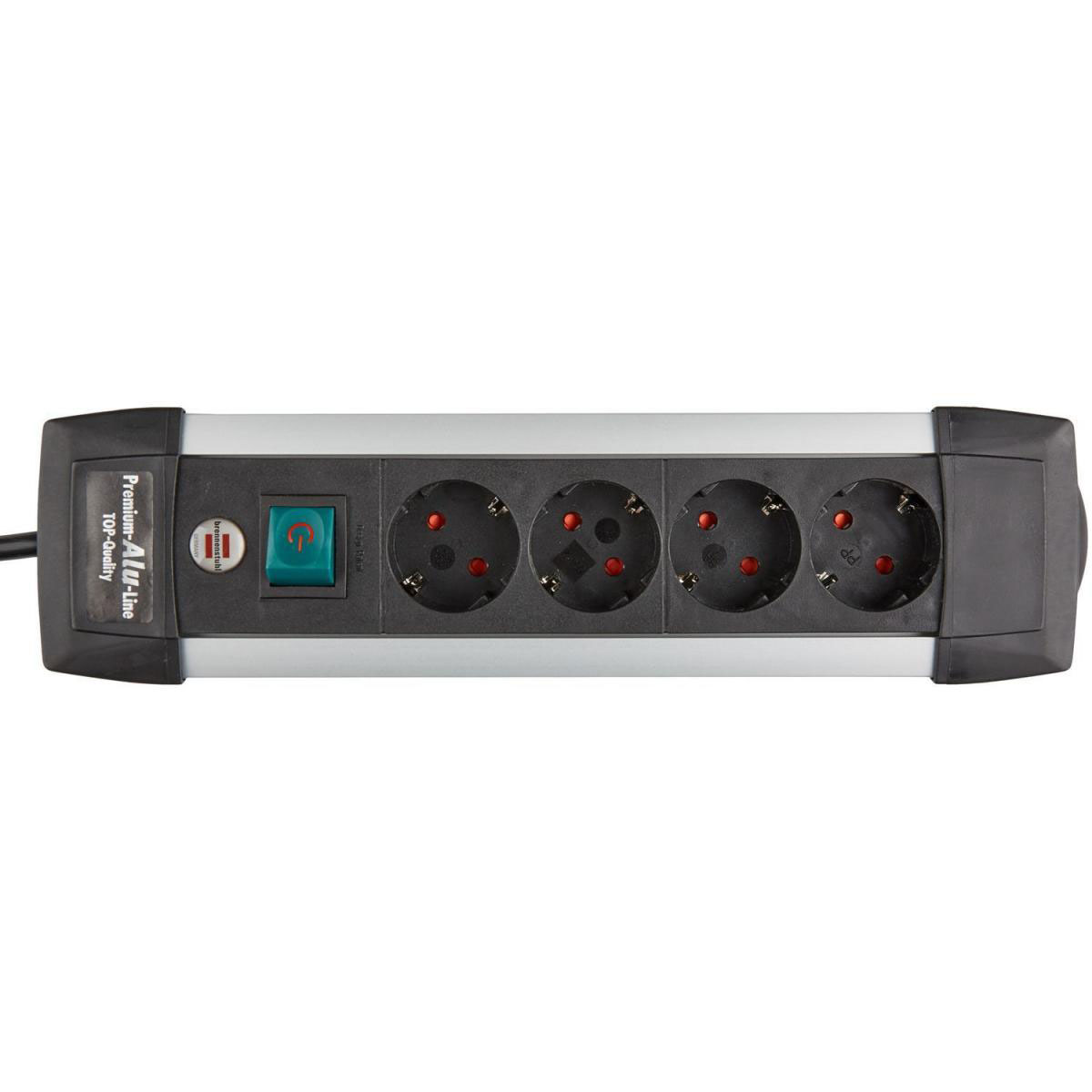 Brennenstuhl Steckdosenleiste Premium-Alu-Line mit Schalter 4-fach schwarz Bild 3