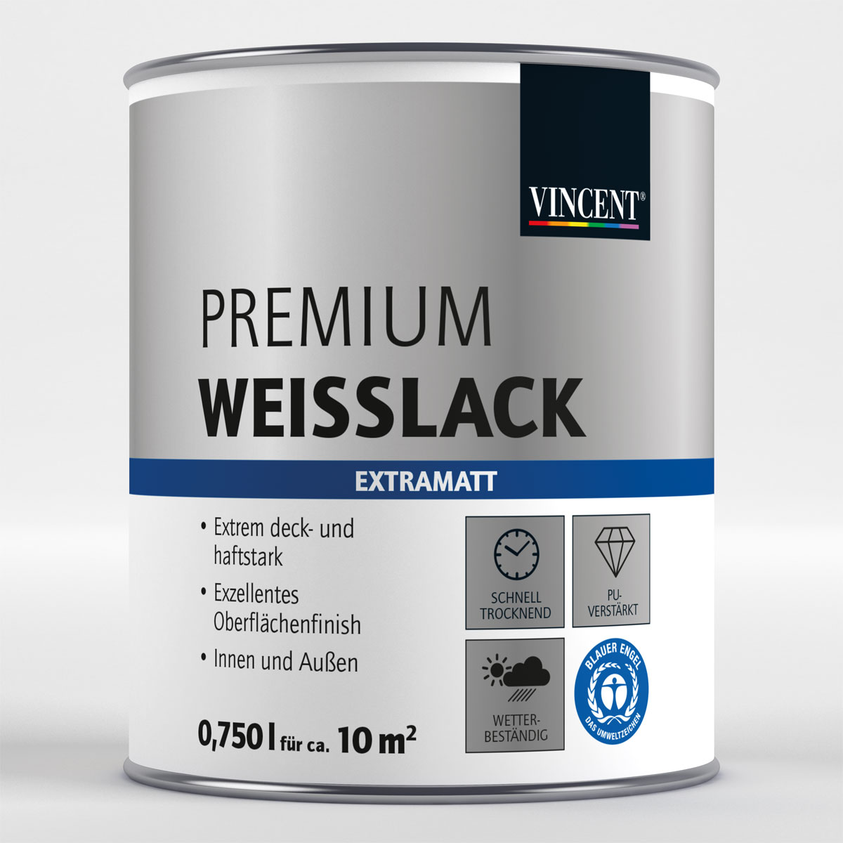 Vincent Premium Weißlack Brilliantweiß extramatt 2 L