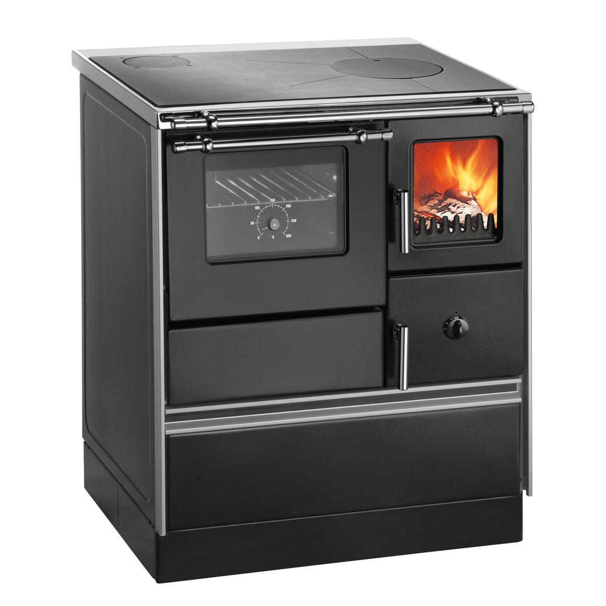 Wamsler Holzherd K 176 F/A-70 mit Fenster Abzug links 5 kW Herd Küchenherd schwarz Bild 1