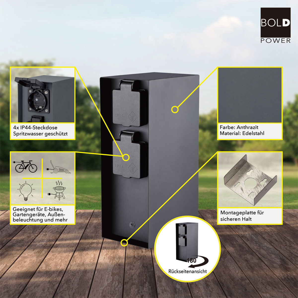 Steckdosensäule ORIO 4 fach IP44 Bild 2