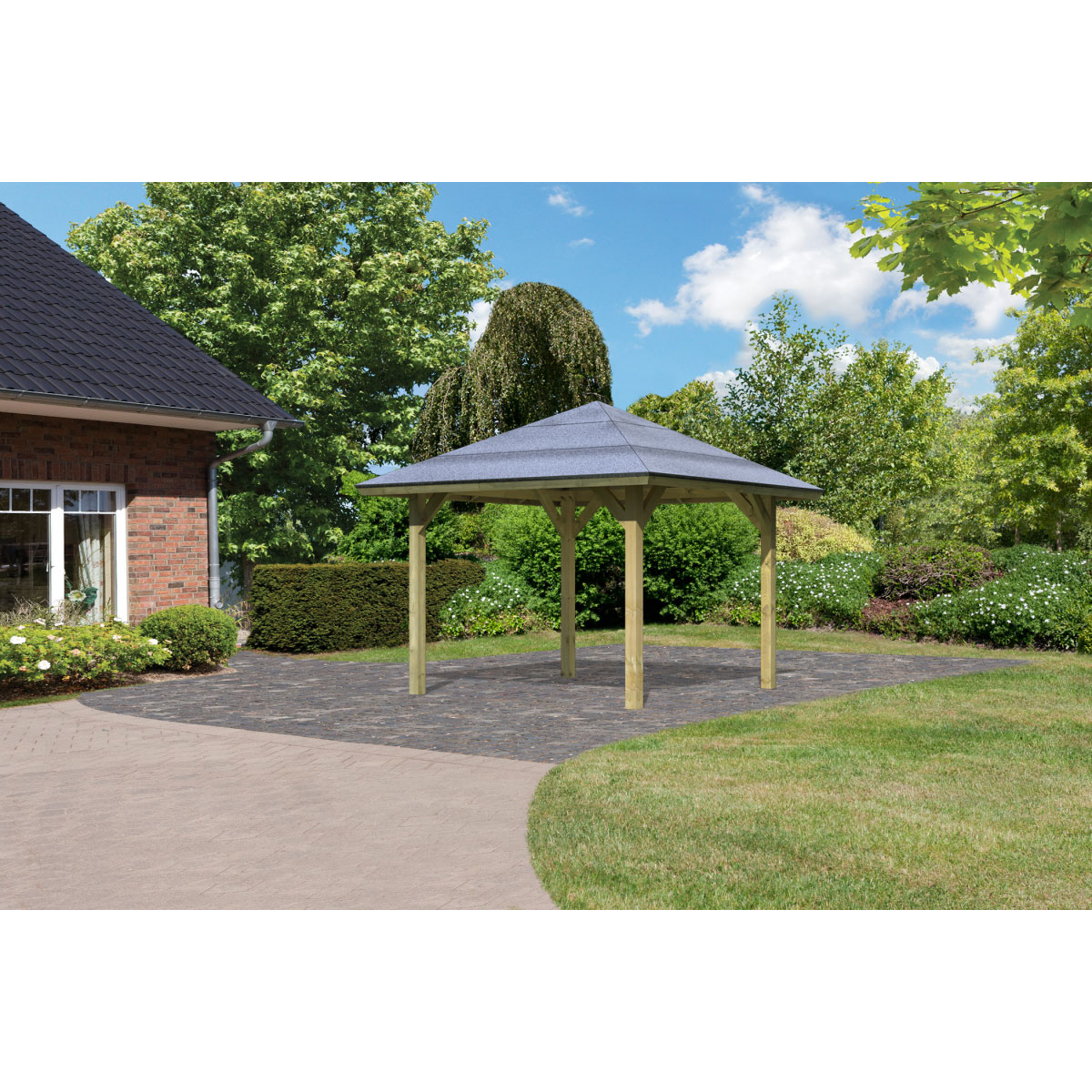 Karibu Gartenpavillon Carport Kirn 3 Massivholz