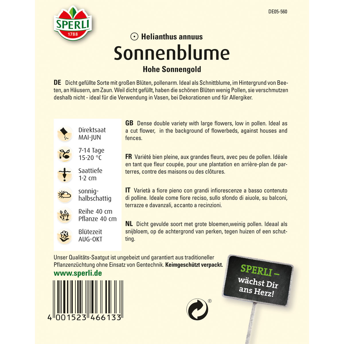 Sperli Sonnenblume Hohe Sonnengold Bild 2