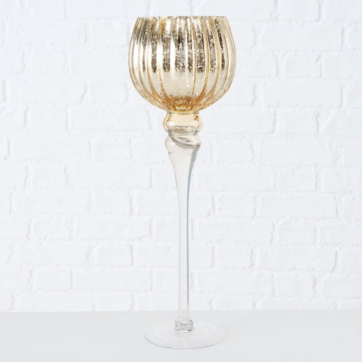 Windlicht Manou Rund 30 x 12 x 30 cm gold Glas Kelch Bild 3