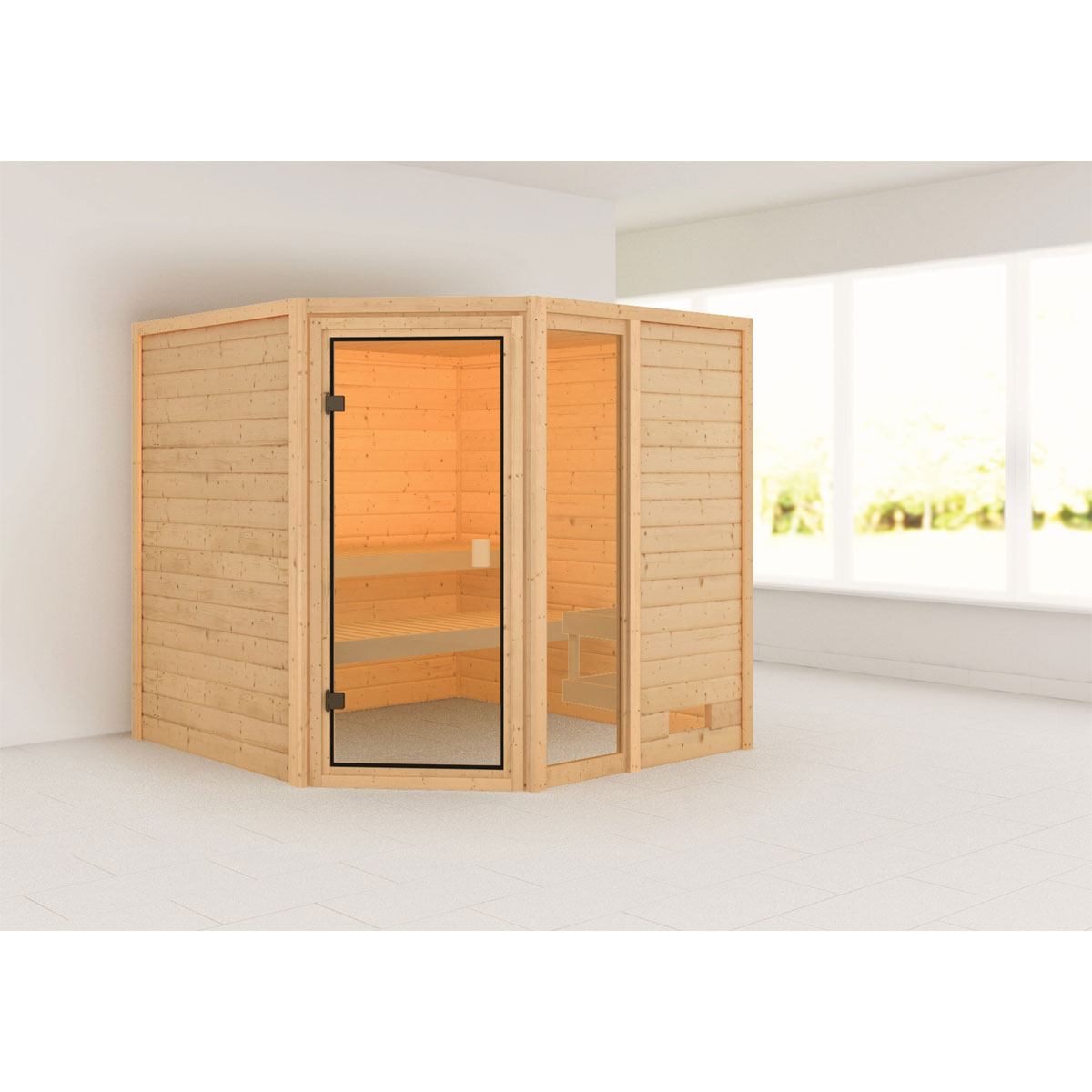 Karibu Sauna Tabea naturbelassen ohne Ofen ohne Dachkranz Bild 1