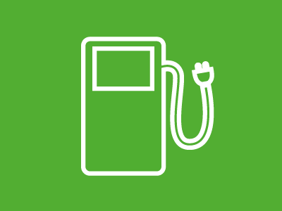 Symbol einer Ladestation für Elektrofahrzeuge auf grünem Hintergrund.