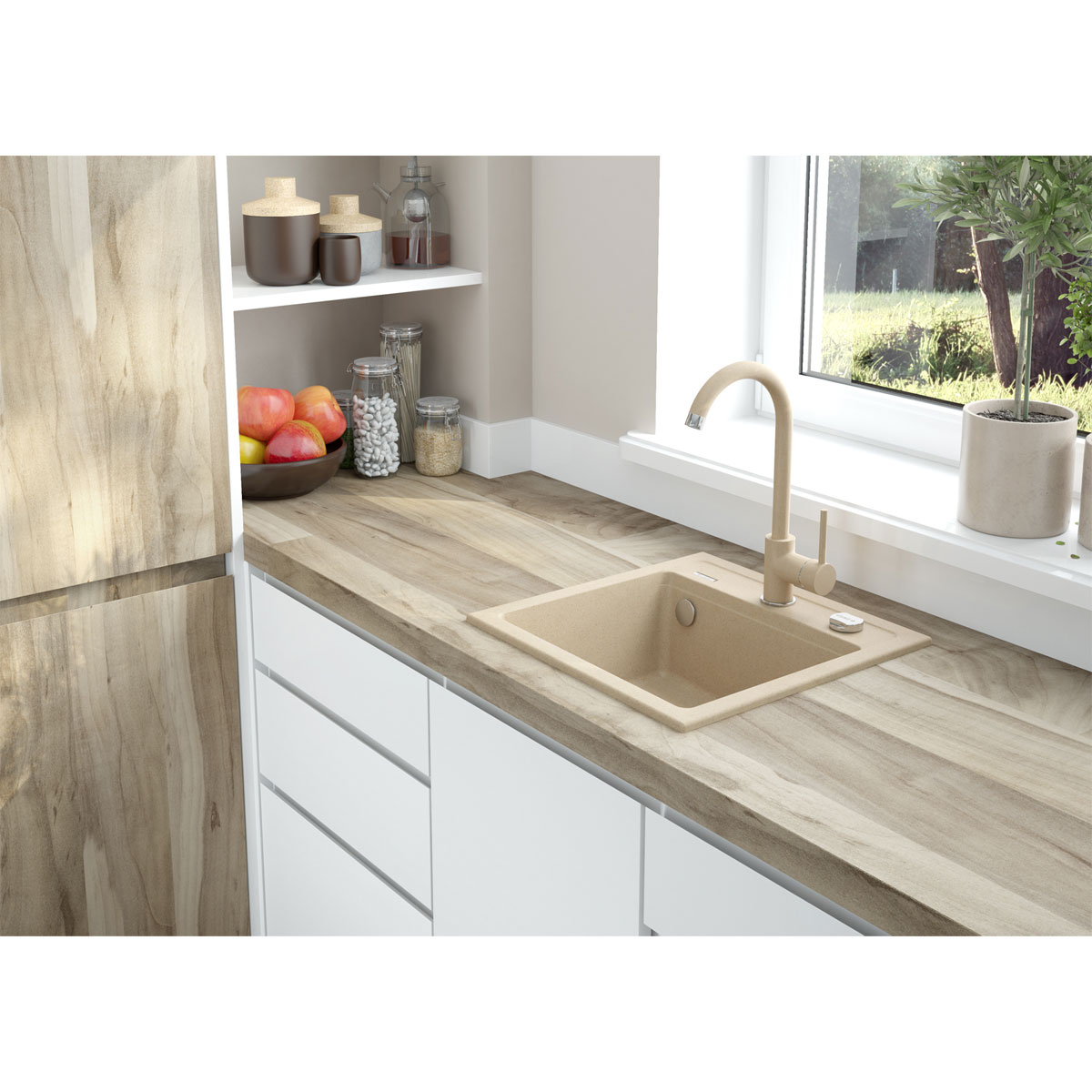 deante  Granitspülen-Set ZORBA mit Armatur sand Bild 3