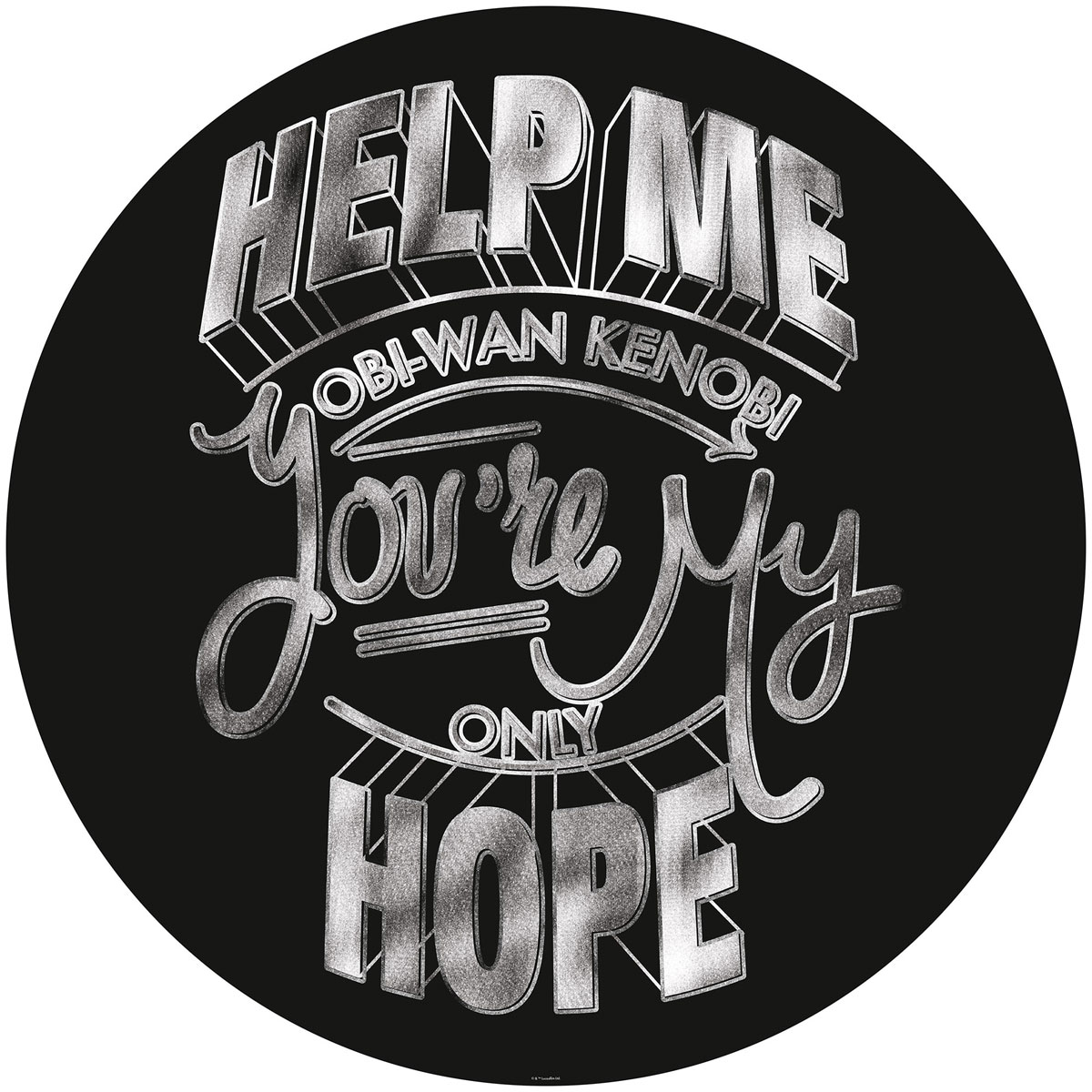 Komar  Selbstklebende Vlies Fototapete rund Star Wars Help Me Obi Wan Durchmesser 125 cm Bild 2