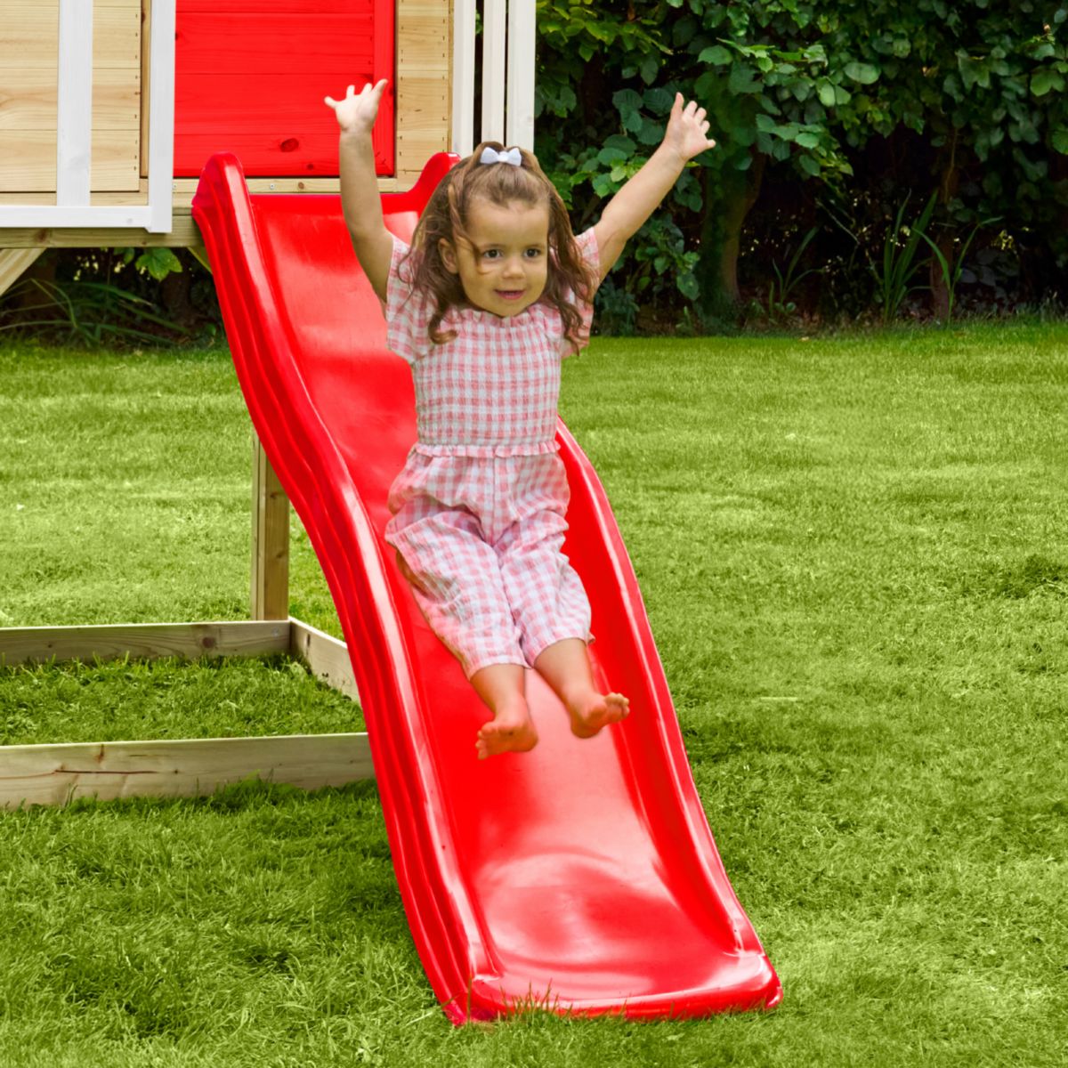 Zwerkules Spielhaus Lolla 3 inkl. Rutsche & Doppelschaukel 352x370x224 cm Bild 4