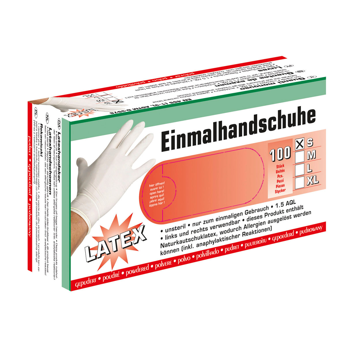 Einmalhandschuh Latex Classic Größe M weiß 100 Stück Bild 2