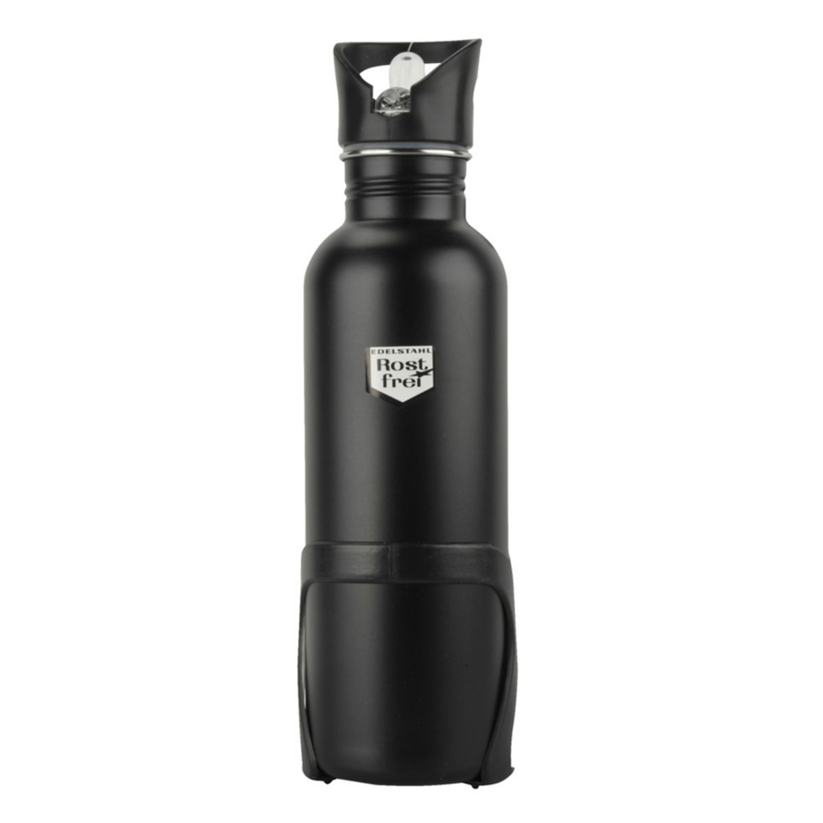 Fischer  Trinkflasche Edelstahl mit Halter schwarz 750 ml